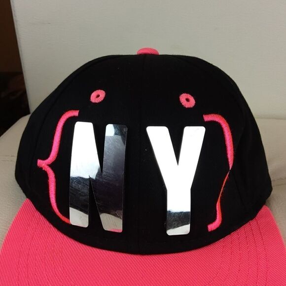 (3/$20) KBETHOS black and neon pink New York cap - Picture 2 of 7